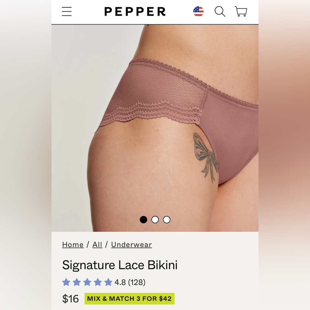 NWOT Pepper Signature Lace Bikini Undies